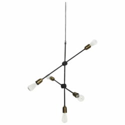 Molecular lampe i sort/messing med 5 fatninger