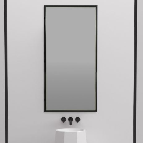 Premium spejl med sort trælook ramme