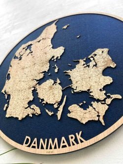 Danmarks Kort Akustikfilt MkayArt Mørkeblå