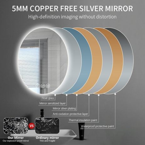 Premium Ovalt Badeværelse spejl med LED, Antidug og Sensor