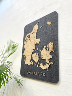 Danmarks Kort Akustikfilt MkayArt Koksgrå