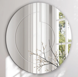 Rundt facetslebet spejl - Half Circles Ø80cm