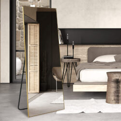 Koniseur spejl med guld aluramme - Kan stå frit 70x170 cm