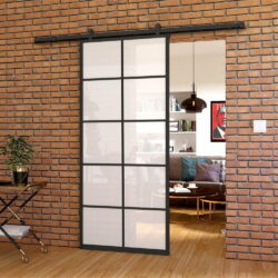 RAW Skydedør Aluminium matteret glas 10 felter - Flere størrelser