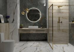 Leipzig Basic rundt spejl med indbygget LED lys - Guld ramme - Flere størrelser