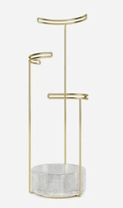 TESORA smykkestativ - Glas/messing