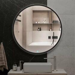 Freiberg Basic rundt LED spejl - Sort ramme - Touch Switch - Ø90