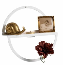 25 CM. CIRKEL FYRFADSSTAGE HYLDE, HVID METAL