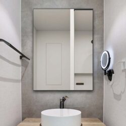 Premium spejl med 14 mm sort aluminiumsramme