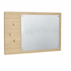 Vægspejl med tavle, firkantet, FSC, egetræ/spejl