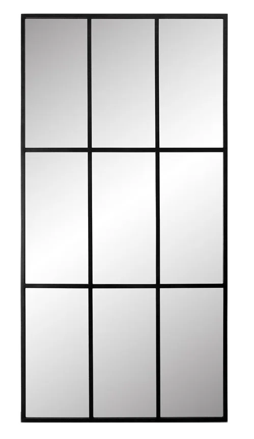 New York Spejl 9 felter Sort ramme 200x100 cm Partivare