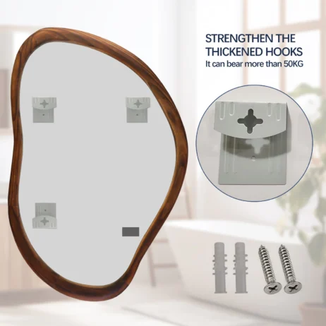 Organisk Koniseur spejl med 26 mm træ ramme 60x90 cm
