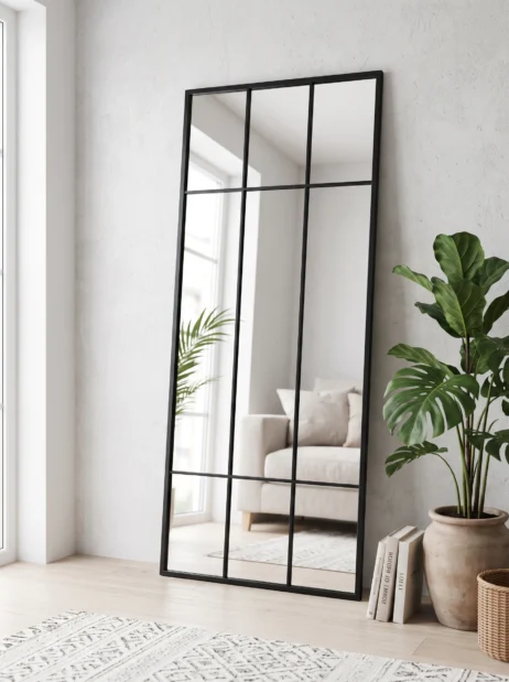 Koniseur New york spejl Sort ramme 60x160 - Hærdet glas