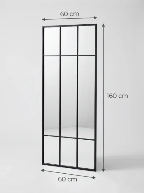 Koniseur New york spejl Sort ramme 60x160 - Hærdet glas